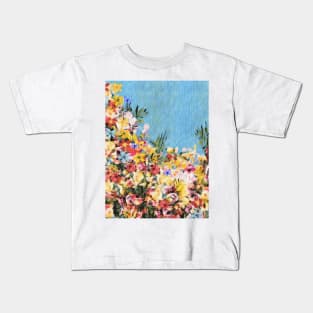 Floral and Crumpled Crepe Pattern Kids T-Shirt